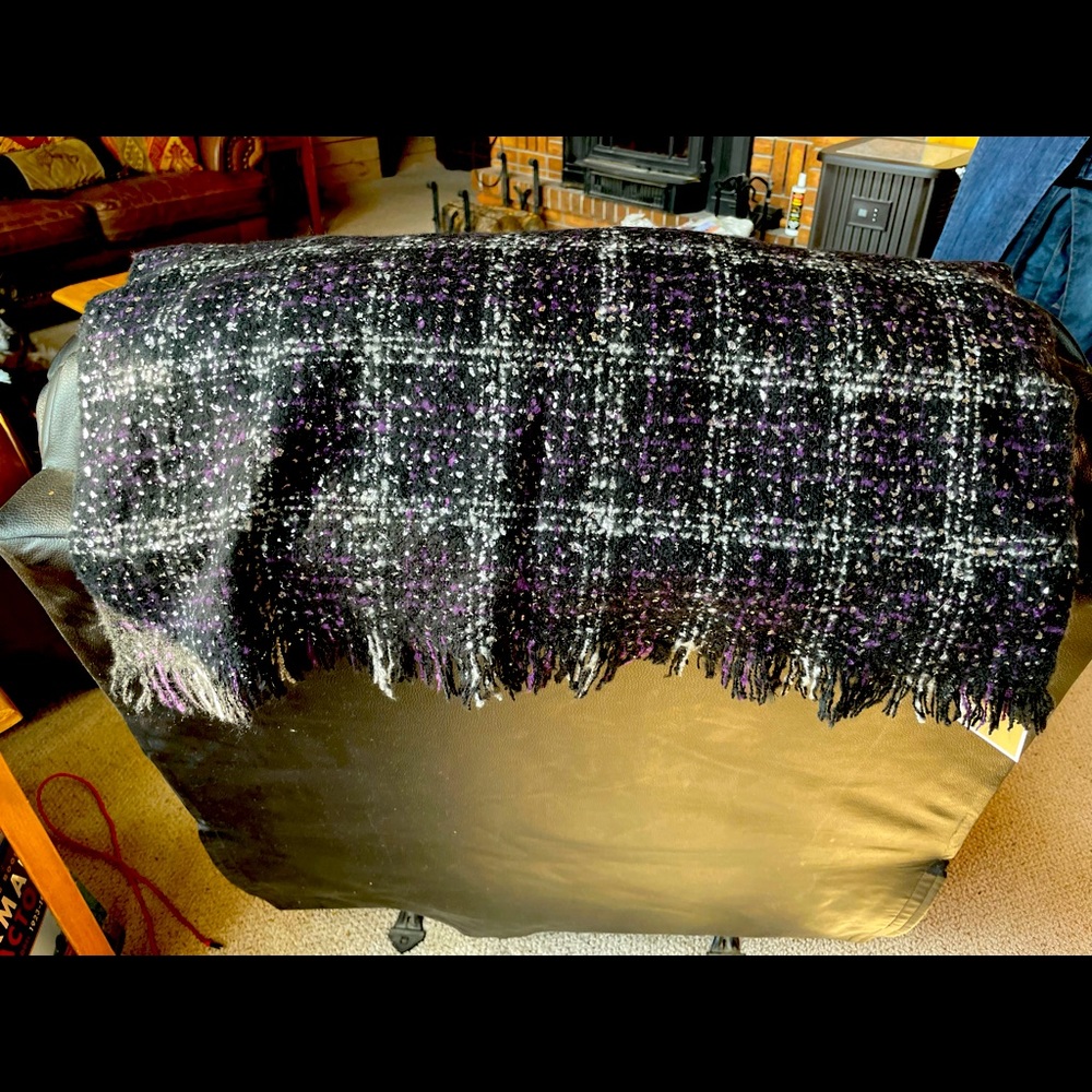 Michael Kors Silver Black Purple Scarf Wrap